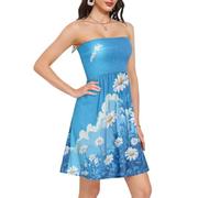 BCFHRGT Blue Daisy Hello Sunshine Bloom - Abito estivo da donna, primaverile, per vacanze al mare, Blue Daisy Hello Sunshine Bloom Primavera, L