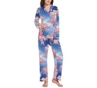 BCFHRGT Boho Flower Floral Moon Warm Ladies Collared Sleep Set, Fiore Boho Floreale Luna, Medium