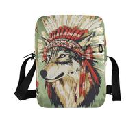 BCFHRGT borsa a tracolla da uomo borsa a tracolla da donna borse moda donna borse a tracolla tracolla regolabile per la scuola cowboy occidentale copricapo indiano lupo