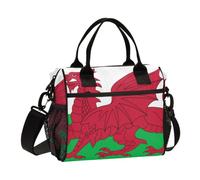 BCFHRGT Borsa per il pranzo con bandiera del Galles da uomo con tracolla isolata Lunch Box Tote Bag per adolescenti campeggio