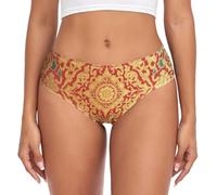 BCFHRGT Cinese Floreale Arte Dell'oro Rosso Della Donna Mutandine Della Donna Biancheria Intima Traspirante Organico