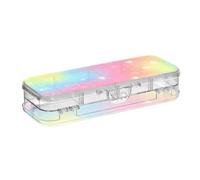 BCFHRGT Cuori Arcobaleno Variopinto Mistero Progettato Matita Trasparente Scatola di Plastica Doppio Deck Pastello Contenitori Per Forniture Di Cancelleria Con Coperchio