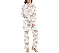 BCFHRGT Divertente set pigiama da donna con risvolto bianco comodo e alla moda, Funny Rock Deer Bianco, XX-Large