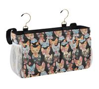 BCFHRGT Estetico Devon Rex Cats Nero Comodino Caddy Letto Borsa Appeso per TV Telecomando, Telefoni, Riviste, Tablet, Accessori