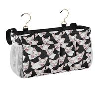 BCFHRGT Estetico Devon Rex Cats nero letto tasche comodino letto Storage Bag con tasche Hanging Organizer per binari