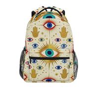 BCFHRGT Evil Eye Giallo Indaco Beige Zaino Scuola Bambini con Cinghia Petto Libri Borsa per 1 ° Grado Scuola Ragazzi Ragazze Mochilas Escolares para ni?as de 10 a?os