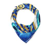 BCFHRGT Evil Eye Gold Blue Luxury Stained Glass sciarpa di seta quadrata elegante pashmina per le donne per Natale bufanda elegante para mujer