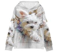 BCFHRGT Felpa con cappuccio e tasca oversize con cane maltese 3D, per ragazzi e ragazze, taglia 4-14 anni