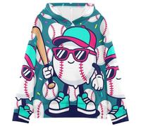 BCFHRGT Felpa con cappuccio stile baseball blu con tasche per ragazzi e ragazze 4-14 anni