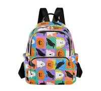 BCFHRGT Halloween Cartoon Corvi Zucca Plaid Colorato 14 Pollice M Size casual daypack moda zaino per le donne zaino borsa per pannolini per affari