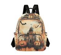BCFHRGT Horror Halloween Pumpkin Spooky House Spider Web 35,5 cm M Size impermeabile zaino a tracolla per donne zaino da lavoro per donne, ragazze adolescenti