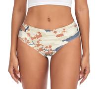 BCFHRGT Mutandine da allenamento da donna con nuvole floreali rosse e beige stile giapponese mutandine triangolari morbide organiche
