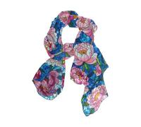 BCFHRGT Peonie Stained Glass Floral Blue sciarpa di seta 70 "x 35" vestito sciarpe funky per le donne per la sera bufanda para mujer elegante