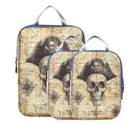 BCFHRGT Pieghevole 3 Pezzi Imballaggio Sacchetto di Viaggio Poliestere Borse Di Immagazzinaggio Per Il Viaggio, Gioco Mappa Del Tesoro Rpg Pirati 3 Set