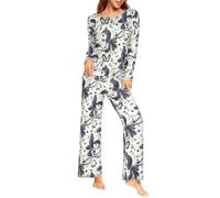BCFHRGT Pigiama classico da donna con farfalla beige elfo
