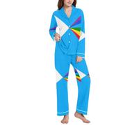 BCFHRGT Set pigiama da donna con risvolto elegante e comodo con bandiera della pace, Bandiera della pace di dispersione della luce, X-Large