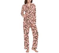 BCFHRGT Sweet Ball Python Reptile Blush caldo donna tacca risvolto pigiama set, Sweet Ball Python Reptile Blush, Medium