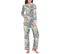 BCFHRGT Tree Bird Loungewear - Set pigiama da donna con risvolto a intaglio, Uccello Albero, Large