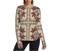 BCFHRGT William Morris Canada Red Maple Leaf Pattern Camicie Activewear da donna UPF50+ UV leggere ad asciugatura rapida lunghe, William Morris Canada, motivo foglia d'acero rosso, XL