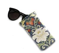 BCFHRGT William Morris Red Strawberry Bird Squeeze Top Custodia rigida portatile per occhiali da sole in pelle PU custodia per occhiali da sole per uomo donna