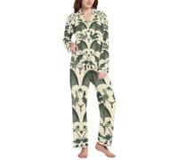 BCFHRGT William Morris - Set da notte da donna con collo a pipistrello verde, William Morris Pipistrello Verde, Small
