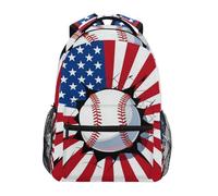BCFHRGT Zaino per giocatore di baseball bandiera usa per bambini ragazzi 2 ° grado con grandi librerie per ragazzi mochilas para la escuela