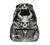 BCFHRGT Zaino scolastico gotico nero bianco scheletro per bambini ragazzi con cinturino toracico librerie per liceo mochila para ni?as