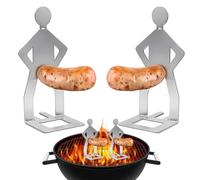 BCHKO 2 Pezzi Porta Salsicce in Acciaio Inox, Creativo Supporto per Salsicce a Forma di Uomo, Accessori per Barbecue a Gas, Strumenti Hot Dog BBQ per Campeggio e Cucina Outdoor