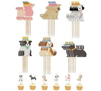 BCHKO 30 Decorazioni Topper Cupcake Cuccioli Carini | Set per Compleanno Cane & Feste Bambini | Ideali per Torte, Muffin e Dolcetti