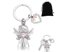 BCHKO Portachiavi Angelo Custode con accessorio a forma di cuore Un regalo per la famiglia e gli amici, un angelo portafortuna per la tua migliore amica