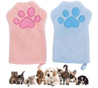 BCHMN Asciugamano per Cani e Gatti [Set da 2] in Microfibra Super Assorbente, Telo da Bagno per Animali Domestici ad Asciugatura Rapida, Panno Morbido per Cuccioli e Zampe Sporche, Blu e Rosa