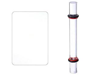 BCHMN Mattarello in Acrilico Solido con Anelli e Lastra di Pressione per Argilla, Set Strumenti per Modellazione Ceramica e Fimo, Rullo Trasparente Professionale per Scultura e Fai da Te, Kit 2 Pezzi