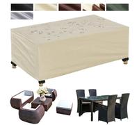 bcisabce Copertura per Mobili da Giardino Impermeabile Copritavolo da Esterno Coperture per Sedia da Tavolo da Giardino Patio 420d Oxford Tessuto Beige 260x135x82cm