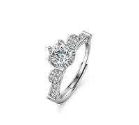 BCJMKDX Anelli, Anelli di Diamanti Moissanite Regolabili da 1 ct for Le Donne Anelli in Argento Sterling VVS1 S925 con Taglio Rotondo D Color for Le Donne FEDI Nuziali