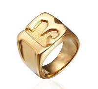 BCJMKDX Anelli, Anello da motociclista Luky numero 13 for uomo in acciaio inossidabile, gioielli da motociclista fuorilegge(Gold,Z+1)