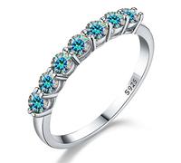 BCJMKDX anello con diamante, Anello da donna con 7 pietre di moissanite multicolore, 0, ct, colore D, purezza VVS1, fede nuziale diamanti creati in laboratorio