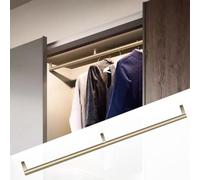 BCJMKDX Aste per armadi. Asta for armadio con struttura spazzolata, supporti terminali e supporto centrale, barra for guardaroba rotonda in metallo(Gold,100cm(39 3/8 in))