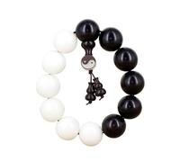 BCJMKDX Braccialetti. Taiji Bagua Corde Cerchio Singolo Perline Dao Perline Buddha Perline Miste Rosario taoista Yin e Yang Giada Bodhi Bracciale in Ebano(18MM)