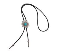 BCJMKDX Collane. Stylish Men's Leather with Metal Flower Stone Adjustable Necktie Chain, As Show, One Size