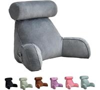 BCJMKDX cuscino per lo schienale del letto, Cuscino for il riposo a letto in memory foam triturato, supporto lombare for la lettura, visione della TV e i giochi(Grey)