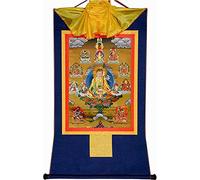BCJMKDX Elemento Decorativo per Interni. Otto Forme di Padmasambhava, Guru Rinpoche, Lotus Born, Thangka Broccato, for la Meditazione Zen for Decorazione della casa(Blu,Medium(62cm*47cm))