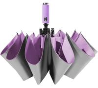 BCJMKDX Ombrelli Ombrello da Viaggio Antivento, Leggero, Automatico, Robusto e Portatile, con Illuminazione Rotante a LED(Purple)