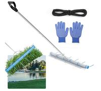 BCJMKDX Rastrello, Rastrello Galleggiante in Alluminio for Erbacce da Lago con Manico Lungo 105" e Corda da 33 Piedi for allentare l'olio, Cura del Prato, diserbo, Lago, Giardino, Spiaggia