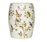BCJMKDX Sgabello for Tamburo in Ceramica con Fiori e Uccelli, Sgabello Decorativo da Giardino, Adatto for Giardino, Patio, Prato, casa for Interni ed Esterni(White)