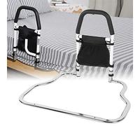 BCJMKDX Sponde per letti, Sponda di sicurezza pieghevole for letto con organizer, sponda notturna in acciaio inox for prevenire le cadute, corrimano