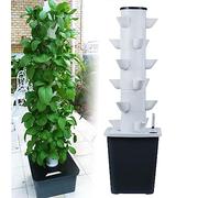 BCJMKDX Torre idroponica, Sistema di Coltivazione idroponica Hydroponics Tower Garden: coltiva Erbe aromatiche, Frutta e Verdura con Timer, Pompa vasi a Rete(30holes)