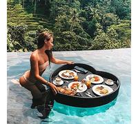BCJMKDX Vassoi galleggianti, vassoio di servizio fatto a mano a forma di cuore per piscina, bar da tavolo per adulti, piatto per colazione, porta bevande per piscina (nero, 63 x 60 x 15 cm)