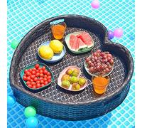 BCJMKDX Vassoi galleggianti, vassoio di servizio fatto a mano a forma di cuore per piscina, bar da tavolo per adulti, piatto per colazione, porta bevande per piscina, 63 x 60 x 15 cm)