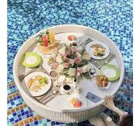 BCJMKDX Vassoi galleggianti, vassoio per la colazione galleggiante in piscina all'aperto, per una festa sulla spiaggia, un pasto sull'acqua, un servizio fotografico di nozze(bianco, 80 cm)