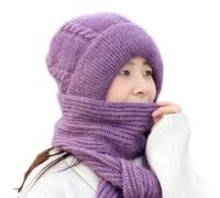 BCLHNPK Cappello in Maglia Cavo Integrato Sciarpa Combo Testa Antivento per Lo Sci Escursionismo Camminando Indossamento Giornaliero All'aperto Le Donne